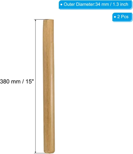 Vista 2 de PATIKIL Mango de pala de madera de 15 pulgadas, paquete de 2 manijas de pala de jardín de repuesto para palas de ojo redondo