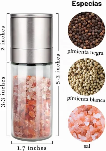 Vista 2 de Gulex® Molinillo de Sal y Pimienta, Recargable, Grosor Ajustable, Molinillo de Pimienta Negra, Shaker de Sal Marina de Acero Inoxidable con Rotor