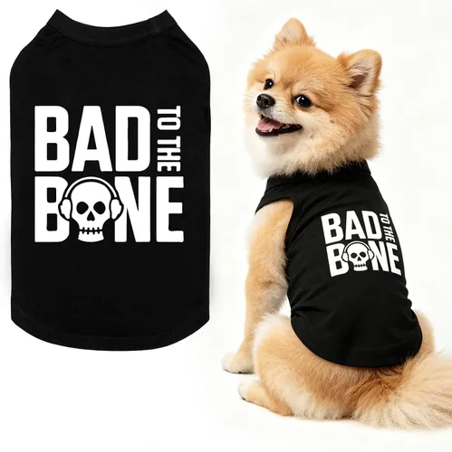Vista 37 de BINGPET Bad to The Bone - Camiseta de algodón suave para cachorros, transpirable, ligera, para disfraz de perro, chaleco sin mangas, lavable a