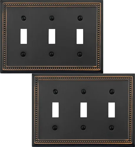 Vista 70 de OKAWYC Belaire - Cubierta para interruptor de luz de decoración individual, placa de pared de metal con cuentas, paquete de 4 unidades de bronce