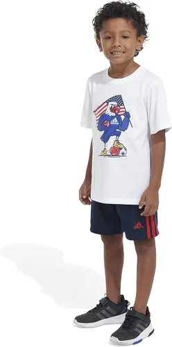 Vista 4 de adidas boys 2-piece Cotton Graphic Tee & Short Set