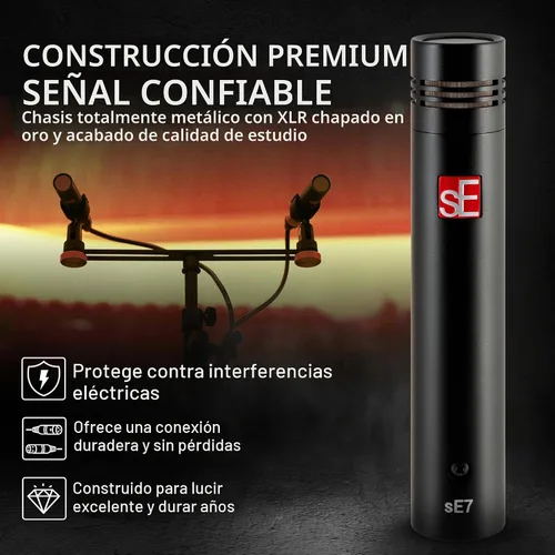 Vista 6 de SE ELECTRONICS - Micrófono de condensador cardioide de diafragma pequeño sE7 con clip