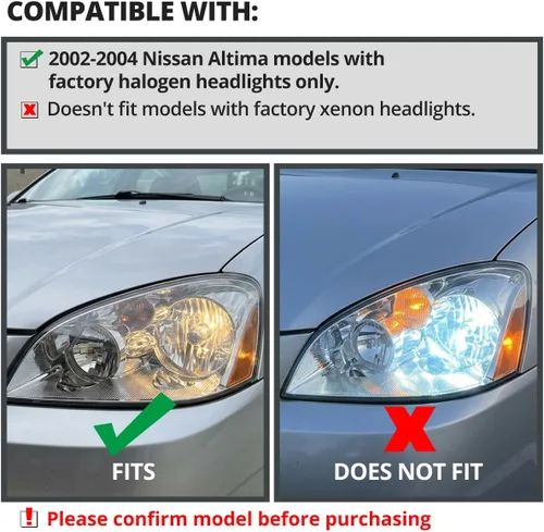 Vista 3 de SPEC-D TUNING Jdm - Faros delanteros transparentes negros con reflector ámbar, compatible con Nissan Altima L+R 2002-2004