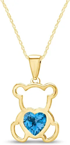 Vista 6 de Collar con colgante de oso de peluche con piedra natal para mujer Simulated Alexandrite