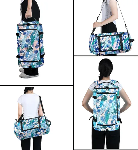 Vista 7 de Mochila multifuncional para gimnasio, 4 formas de transporte, impermeable, con compartimento para zapatos, para viajes, deportes, camping, laptop