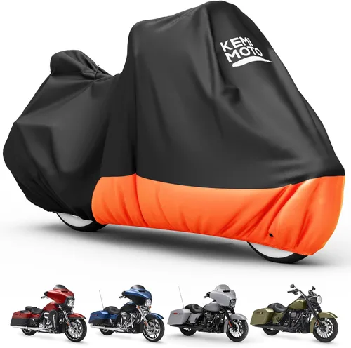 Vista 13 de KEMIMOTO Funda para motocicleta 420D resistente al agua, compatible con los modelos Softail Dyna, Standard Heritage Classic 114 Shadow Cruiser