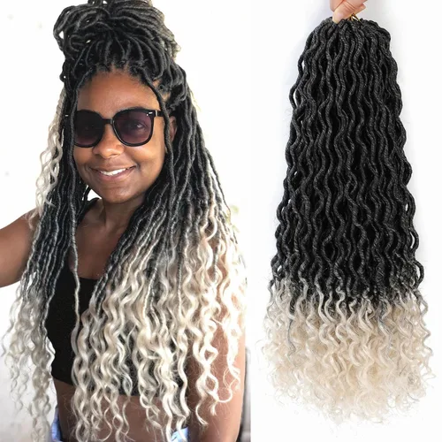Vista 19 de Cabello Corto de Locs Falsos para Crochet Pre-Enrollado 12 Pulgadas 6 Paquetes Cabello de Locs de Diosa para Crochet Locs Falsos Suaves con Puntas