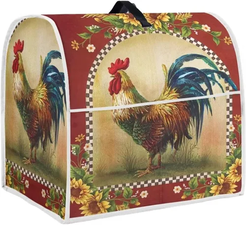Vista 31 de Cubierta para mezclador de cocina con diseño de flores de pájaros, cubierta para procesador de alimentos con asa superior y bolsillo