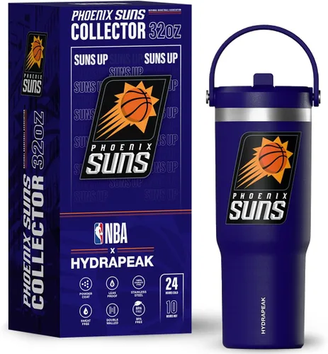 Vista 15 de Hydrapeak Boston Celtics Nomad - Botella de agua aislada de acero inoxidable a prueba de fugas con asa de agarre flexible y tapa de pajilla, edición