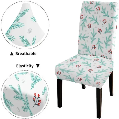 Vista 139 de CAPSCEOLL Christmas Dining Chair Covers,Snowflakes Festive Winter Pattern Stretch Chair Covers for Dining Room Set of 2 Washable Spandex Parson