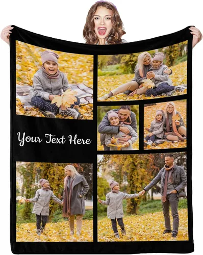 Vista 26 de Mantas personalizadas con fotos, 1 foto, manta personalizada, regalos personalizados para mamá, papá, pareja, novia, novio, esposa, marido, 8 tamaños