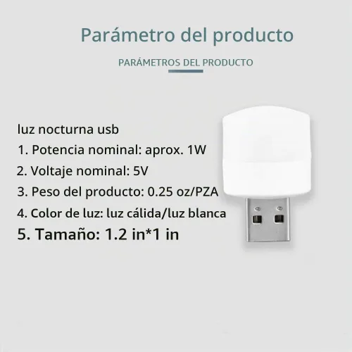 Vista 2 de Luces USB de noche, mini bombilla LED, enchufable, blanco cálido, compacto, ideal para dormitorio, baño, guardería, pasillo, cocina, coche, luz