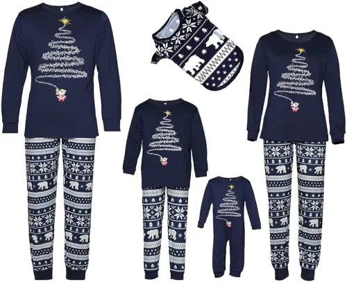 Vista 3 de XSTH Pijamas de Navidad familiares a juego para adultos, niños, bebés, perros, vacaciones, hogar, Navidad, conjunto de ropa de dormir familiar