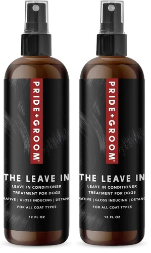 Vista 10 de Pride and Groom The Leave in - Acondicionador y desenredante en aerosol para perros fabricado en Estados Unidos con ingredientes limpios y aroma
