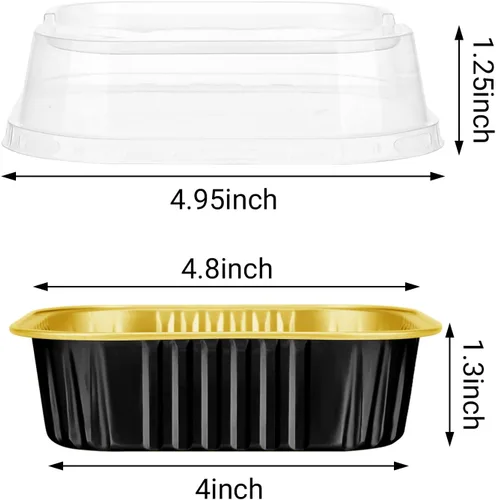 Vista 2 de EUSOAR Mini moldes para tartas con tapas, 12.3 onzas, 12.2 fl oz, 50 unidades cuadradas de aluminio para cupcakes con tapas, papel de aluminio