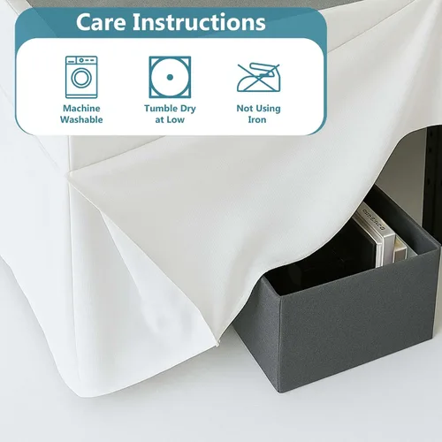 Vista 7 de Falda de cama plisada tamaño Full, fácil ajuste con caída entallada de 8 pulgadas, microfibra sin arrugas, ligera, aspecto clásico y limpio (blanco)