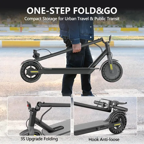 Vista 5 de Maxshot Electric Scooter, 19-20 MPH Max Speed, 15-28 Miles Range Negro y amarillo