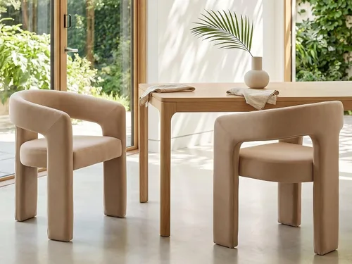 Vista 40 de RIVOVA Silla de comedor moderna de barril, silla lateral acolchada en lino con brazos cómoda para tocador, silla para comedor, sala de estar