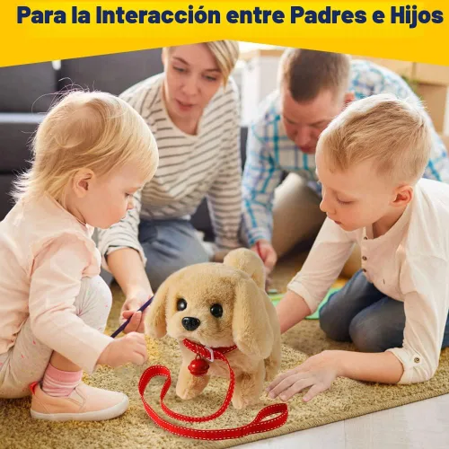 Vista 5 de KSABVAIA Juguete de Peluche Golden Retriever Cachorro Perro Electrónico Interactivo - Camina, Ladra, Mueve la Cola, se Estira, Compañero Animal