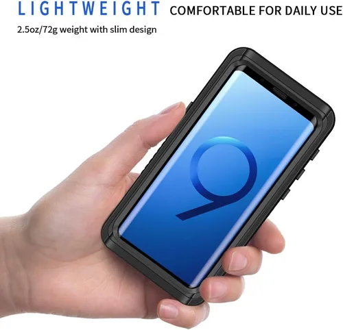 Vista 2 de Lanhiem Funda para teléfono Samsung Galaxy S9, IP68 impermeable a prueba de polvo con protector de pantalla incorporado, carcasa protectora a prueba