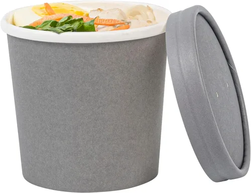 Vista 5 de Restaurantware - Bio Tek - Vasos de sopa desechables de 12 onzas, 200 tazas de sopa de papel para microondas - Las tapas ventiladas se venden por