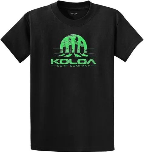 Vista 82 de Koloa Surf - Camisetas de algodón pesado para hombre, tallas grandes y altas Azul acuático/negro buscando diseño de ondas