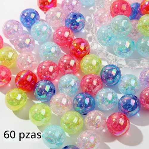 Vista 2 de 60 piezas de cuentas acrílicas agrietadas de 20 mm cuentas gruesas de chicle colores cuentas para bolígrafos para hacer joyas pulseras collares