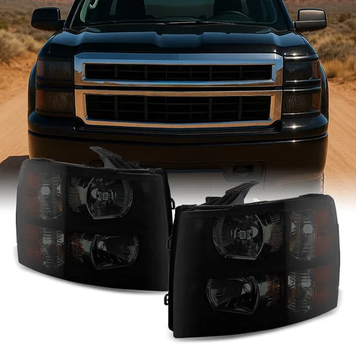 Vista 2 de Chevy Silverado Oe Reemplazo Bisel Negro Faros delanteros para chofer/par de lámparas para pasajero