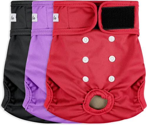 Vista 16 de Pañales para perras hembra, pañales reutilizables para perritos en celo, altamente absorbentes para la incontinencia de mascotas, con broches