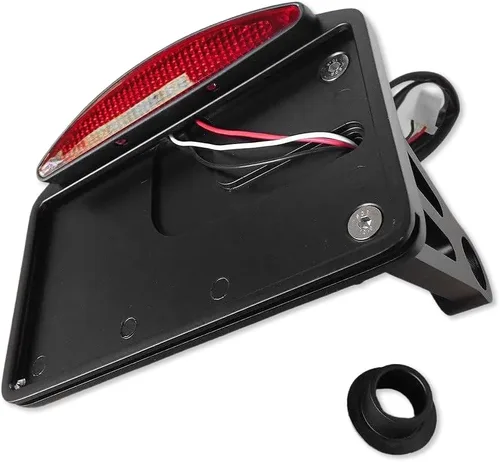 Vista 11 de Soporte de placa de matrícula de montaje lateral de curva cromada con luz trasera LED de calavera 7/8 "1" eje [P/N: USMT301A-S-CD] Cromo