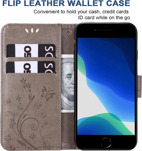 Vista 4 de NB - Funda tipo cartera para iPhone 7 Plus, iPhone 8 Plus, piel sintética, magnética, con función atril y función atril para iPhone 7 Plus, 8 Plus