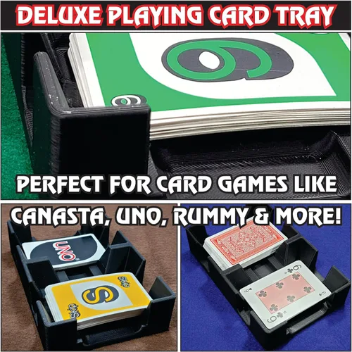 Vista 5 de Bandeja de plástico negro para cartas o carrito, no giratoria, fabricada en Estados Unidos Non-Swivel, Deluxe Plastic, Holds up to 2 decks, Does