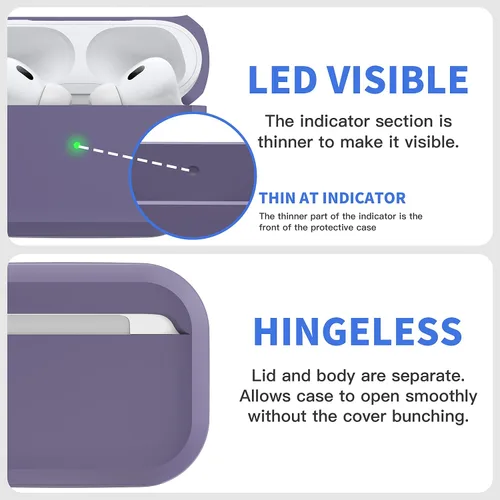 Vista 5 de Funda resistente para AirPods Pro 2, a prueba de golpes, funda protectora para Apple AirPods Pro de 2ª generación, lanzada en 2022 (morado profundo)