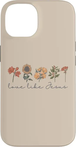 Vista 4 de Love Like Jesus - Carcasa para iPhone 17, diseño de flores y texto bíblico, religioso