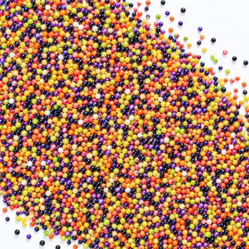 Vista 10 de Confect Mezcla de espolvorear de Halloween – Bolas de discoteca blancas, naranjas, moradas, negras y verdes, ojos de caramelo y jimmies – Gránulos