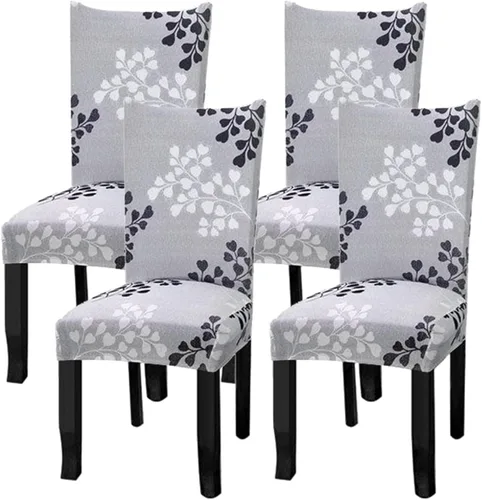 Vista 18 de Fuloon Paquete de 4 Fundas Protectoras para Asientos de Sillas de Comedor Super Ajustadas Elásticas Extraíbles Lavables Cortas para Hotel, Comedor