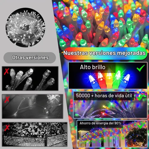 Vista 8 de Luces de carámbano de Navidad para exteriores, 60 pies, 612 luces LED, multicolor