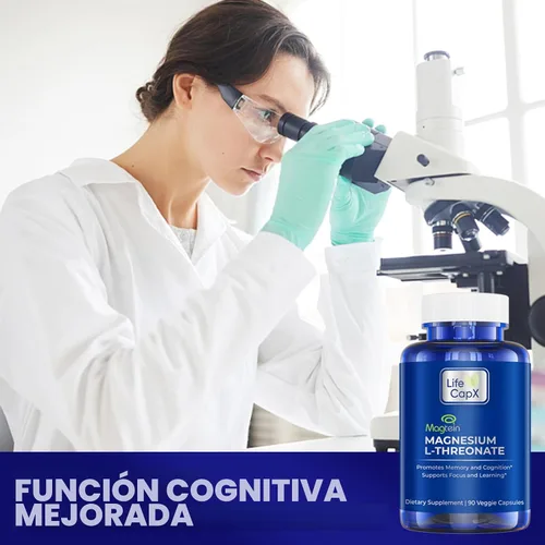 Vista 5 de LIFE CAPX Cápsulas de L-treonato de magnesio, forma original patentada Magtein™ de magnesio (Mg), mejora la memoria, la cognición y la calidad