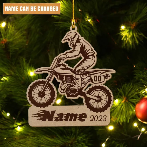 Vista 2 de Adorno personalizado de moto de motocross para hombres, adorno de motocicleta, adorno de Navidad para bicicleta, adorno de batcycle, regalo