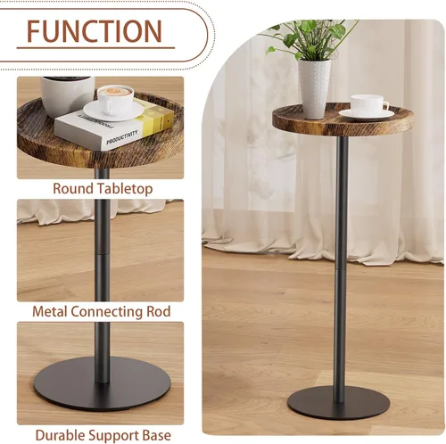 Vista 4 de Mesa de bebida, mesa de pedestal pequeña, mesa auxiliar redonda pequeña para sala de estar, dormitorio, baño