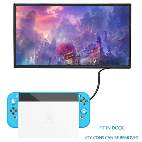 Vista 6 de COMCOOL Dockable Case for Nintendo Switch OLED 2021 - Protective Cover Accessories for NS OLED and Joy-Con Controller with Screen Protector - Skyblue