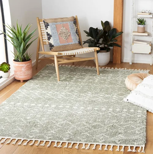 Vista 28 de SAFAVIEH Berber Fringe Shag Collection - Alfombra decorativa de 2 pies 2 pulgadas x 4 pies, color crema y gris oscuro, diseño que no desprende