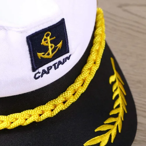 Vista 7 de Sombrero de capitán de yate para adulto, diseño de capitán marinero, color blanco