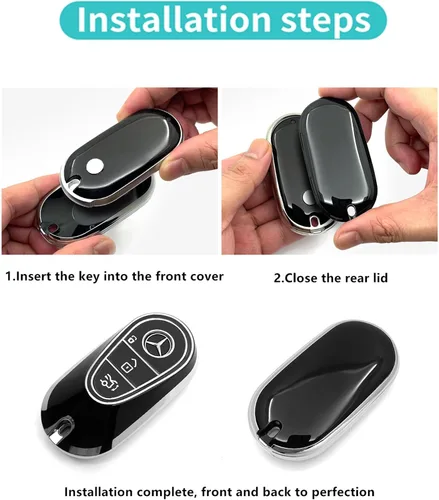 Vista 6 de Funda de llave de TPU suave avanzada es compatible con Mercedes Benz 2024-2025 E 2023-2025 SL CLE GLC 2022-2025 EQE EQS S C Series llave
