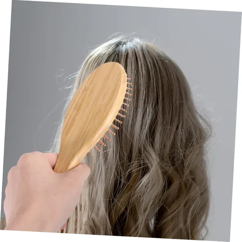 Vista 2 de Peine de bambú para el cabello, 3 piezas, peines de barba, cepillo de cerdas de madera, peine de bambú natural, cepillo masajeador para cuero