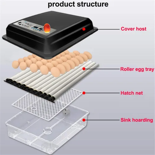 Vista 5 de Mini Egg Incubator, Digital Full Automatic Poultry Hatcher Machine LED Display,Temperature Control & Automatic Egg Turner, for Hatching Chicken Duck