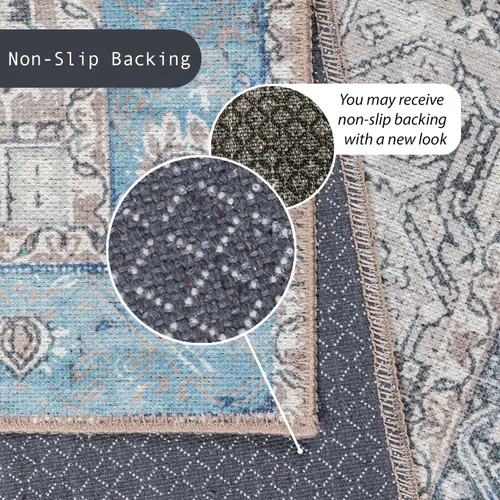 Vista 260 de GLN Rugs Traditional Collection - Alfombra de felpilla lavable a máquina, tradicional lavable, antideslizante, alfombra de felpilla de pelo corto