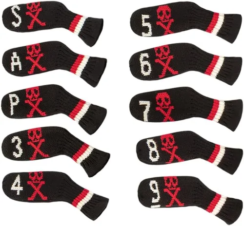 Vista 15 de Scott Edward 10 fundas para cabezas de palos de golf para hierros, básicamente, con forma de calcetines, lavables, duraderos, protectores de cabeza