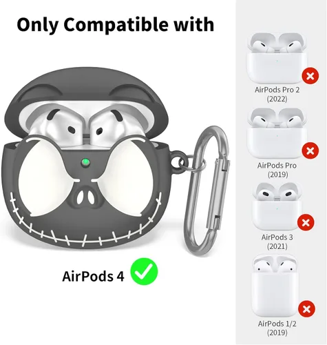 Vista 3 de Funda de dibujos animados de anime para Airpods 4 con llavero y kit de limpieza, dibujos animados 3D Kawaii divertida silicona suave que brilla