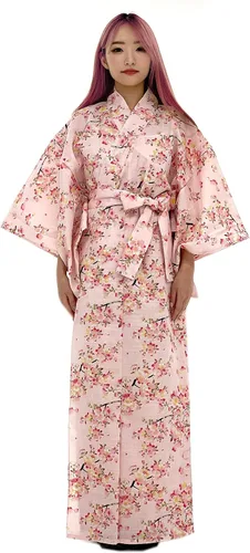 Vista 15 de Kimura Jitsugyo Bata Yukata Kawaii Tradicional de Kyoto para Mujer de Fácil Uso (Kimono Casual Japonés) Set 2 Albaricoque